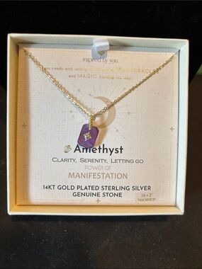Amethyst Pendant Necklace - Gold-Plated Sterling Silver by (unspecified)